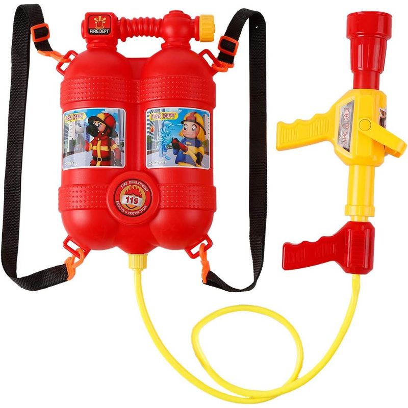 SPACEZAT - Mochila con Pistola Lanza Agua Bombero Roja