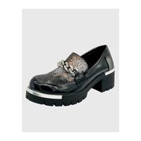 Mocasin para mujer con taco y cadena Negro