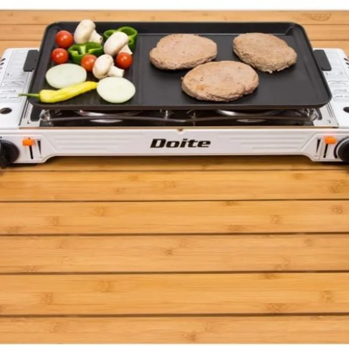 DOITE - Cocinilla Portátil a Gas Duo Plus 2 Quemadores + Plancha