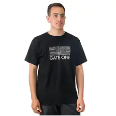 GATE ONE - Polera Manga Corta Negra Estampado Delantero