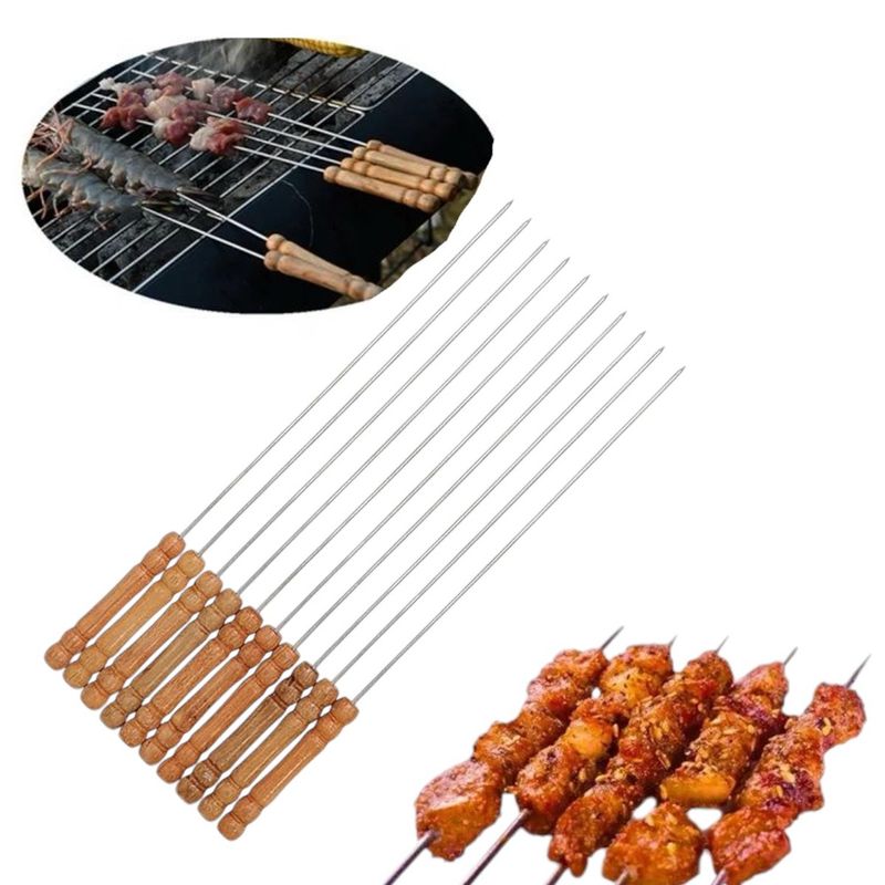 GENERICO - x10 fierros para anticuchos pinchos anticuchos 30 cm