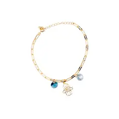 JOYAS MONTERO - Pulsera Blue Gold Baño de Oro 24k y Cristales Genuinos Denim Blue