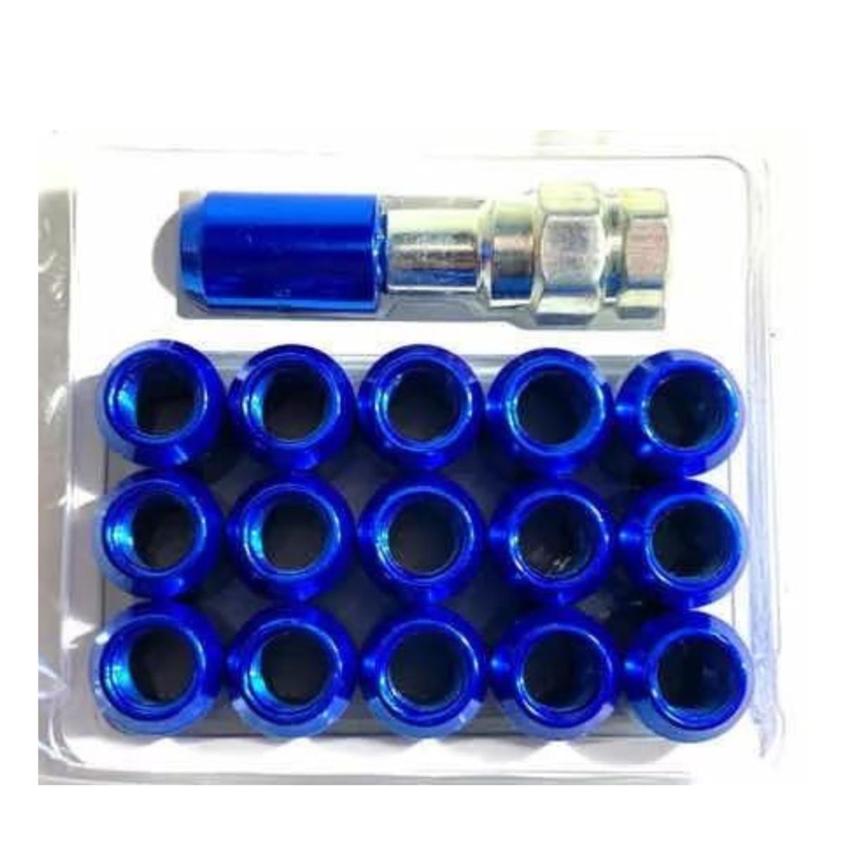 GENERICO - Juego De Tuerca De Seguridad 16 Pzs + Llave Azul 12x1.25mm