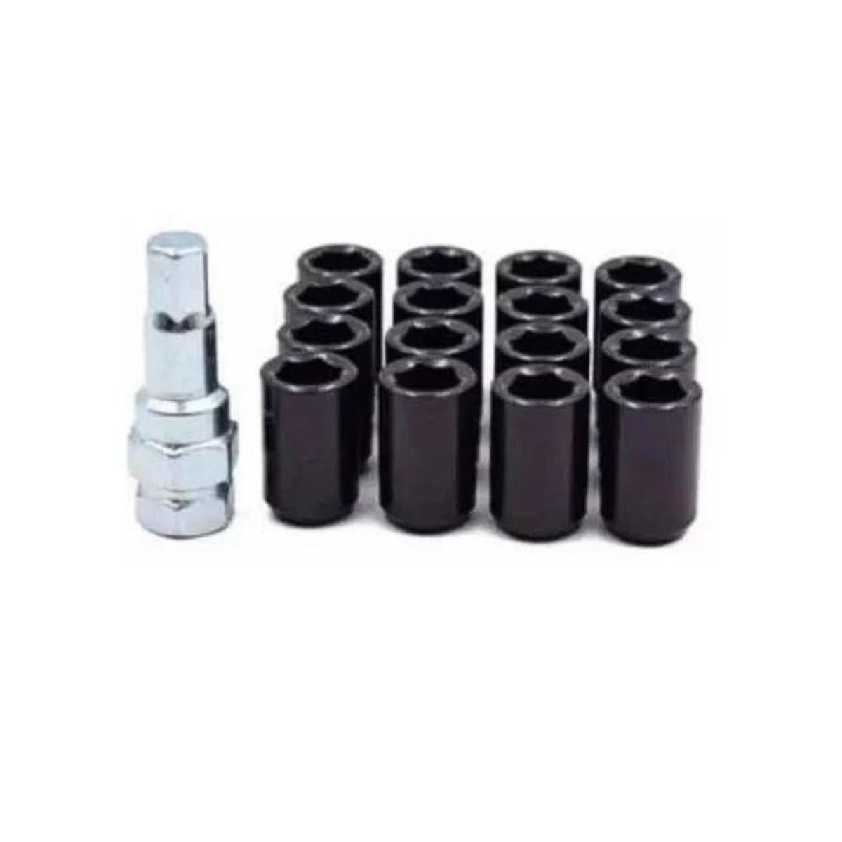 GENERICO - Tuerca De Seguridad 16pzs + Llave Negro 12x125mm