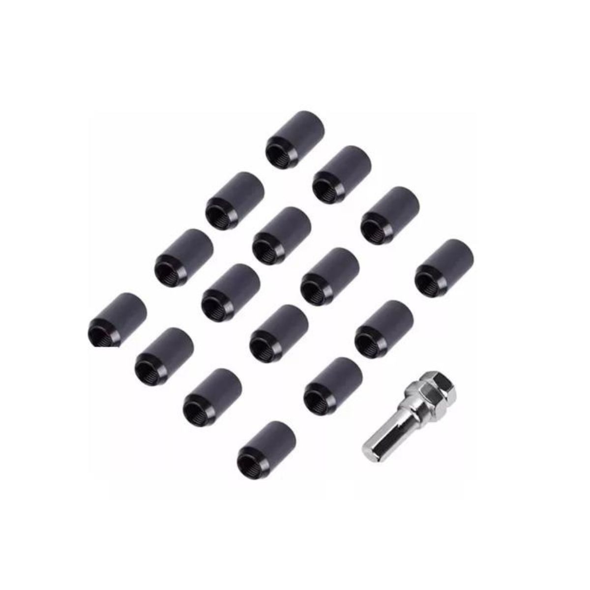 GENERICO - Tuerca De Seguridad 16pzs + Llave Negro 12x125mm