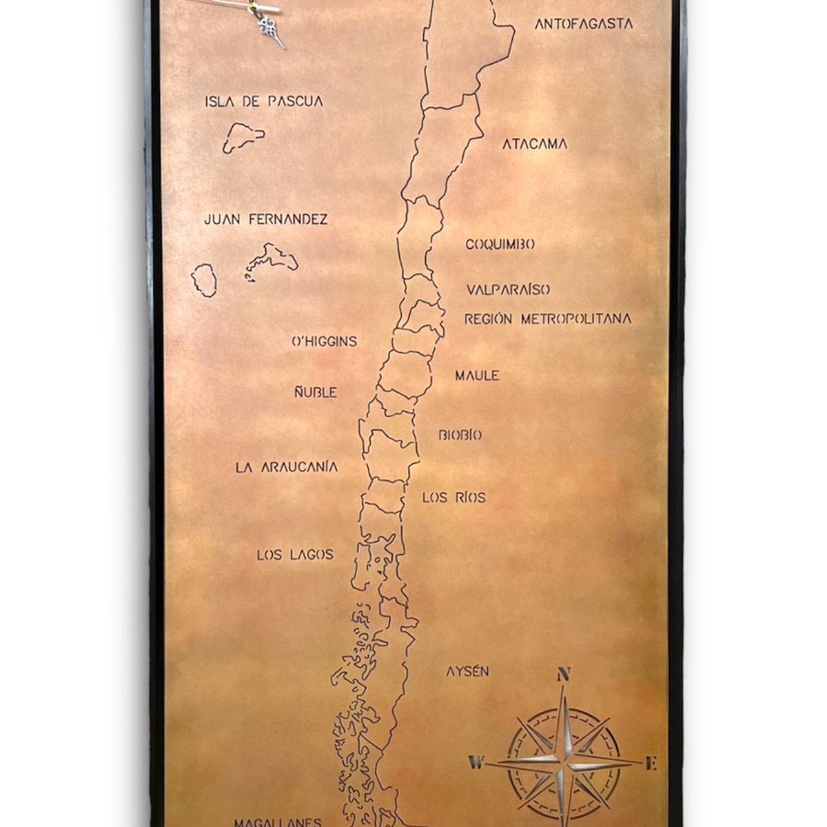 Cuadro Mapa de Chile Regional con Retroiluminación y Reloj, marca GENERICO - Foto Principal
