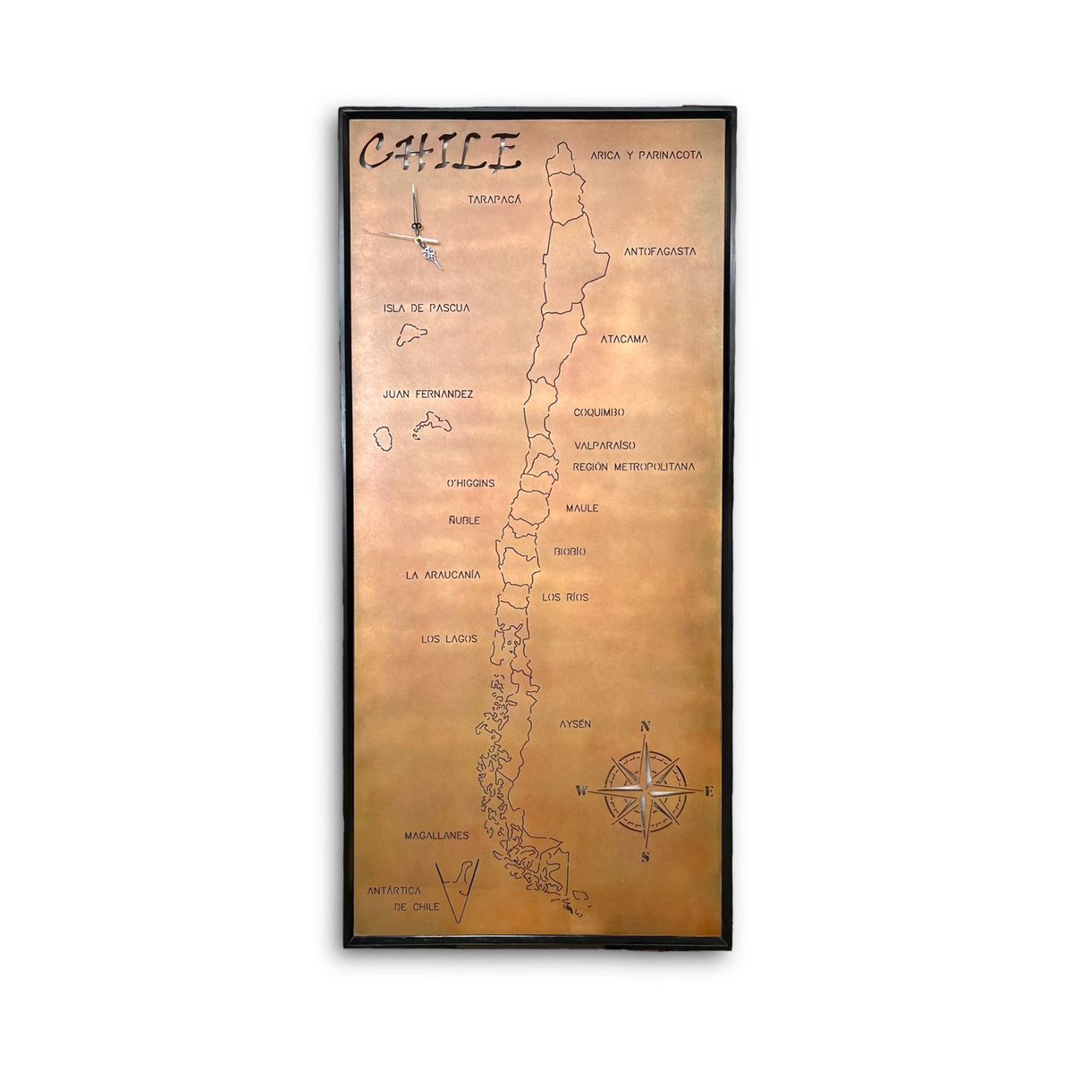 Cuadro Mapa de Chile Regional con Retroiluminación y Reloj, marca GENERICO - Foto Principal