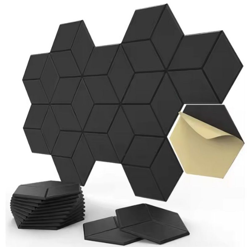 GENERICO - Panel Acústico Hexagonal Autoadhesivo Pack X12  Gris Oscuro XSJ-10179