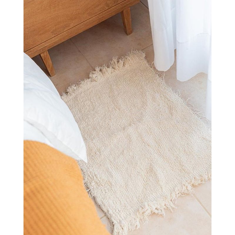 GENERICO - Alfombra Tejida En Telar 70x50 100% Algodón Cruda