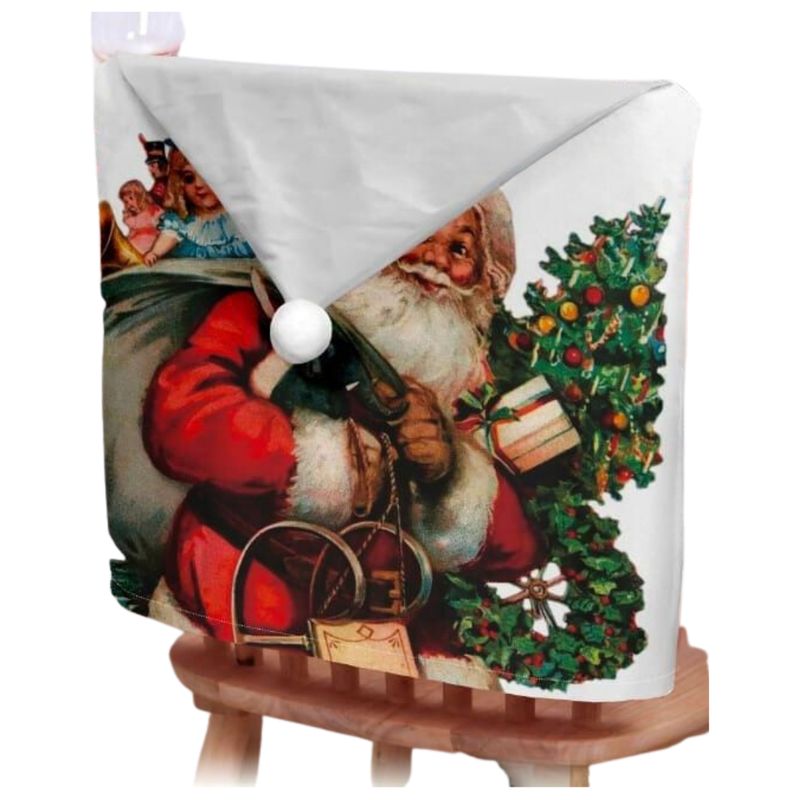 GENERICO - Set 6 Fundas Cubre Sillas De Comedor Con Pompom Navideñas