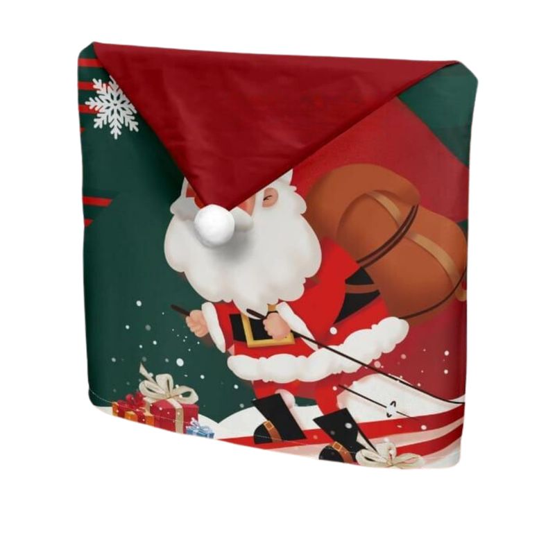 GENERICO - Set 6 Fundas Cubre Sillas De Comedor Con Pompom Navideñas