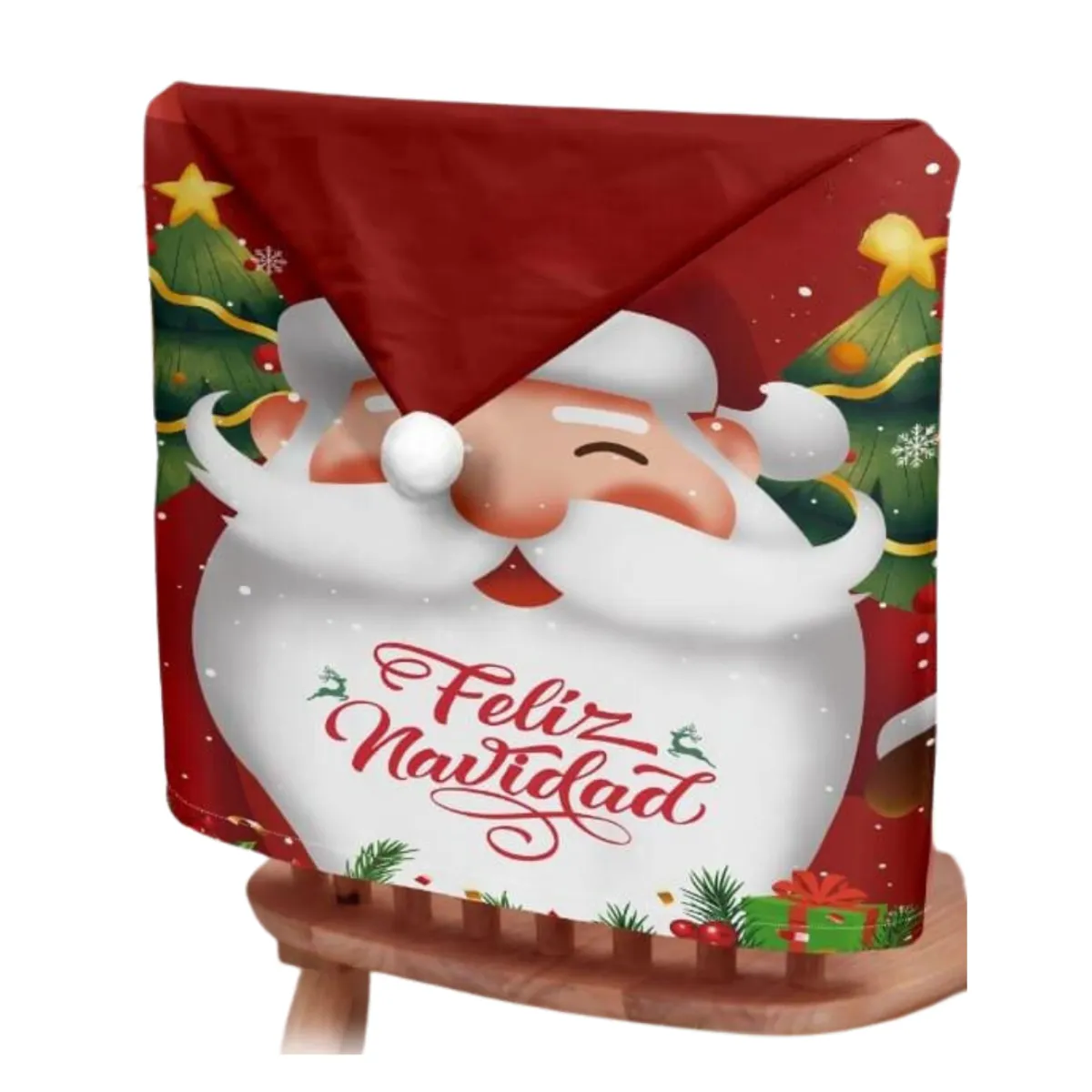 GENERICO - Set 6 Fundas Cubre Sillas De Comedor Con Pompom Navideñas