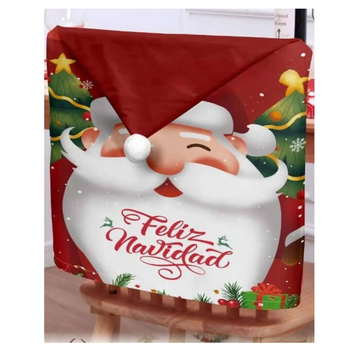 GENERICO - Set 6 Fundas Cubre Sillas De Comedor Con Pompom Navideñas