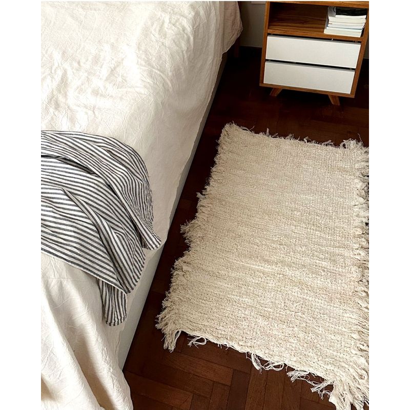 GENERICO - Alfombra Bajada De Cama 70x110 100% Algodón Crudo