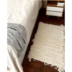GENERICO - Alfombra Bajada De Cama 70x110 100% Algodón Crudo