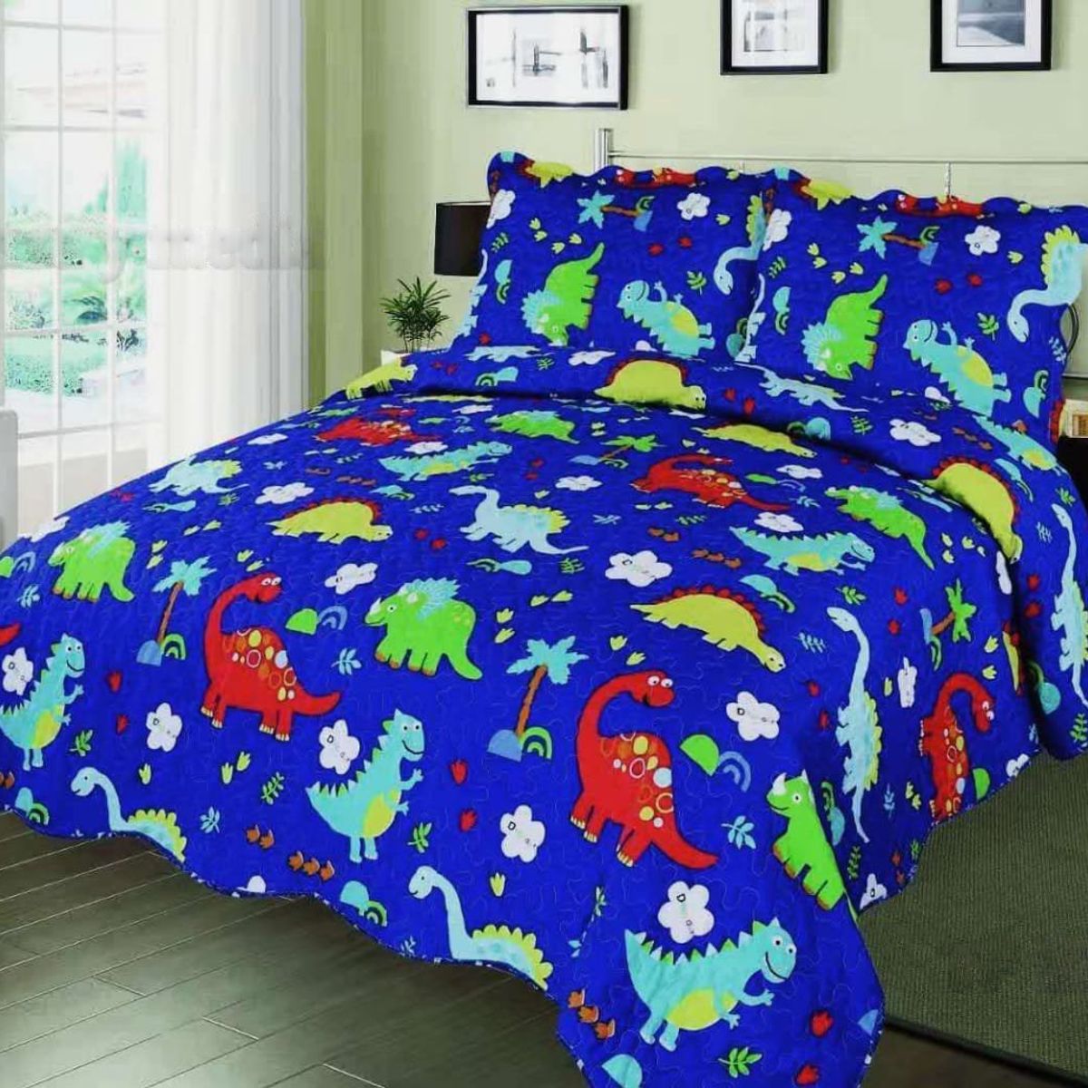 GENERICO - CUBRECAMA QUILT 1.5 PLAZAS 180X230 CON DISEÑO INFANTIL DINOSAURIO TF