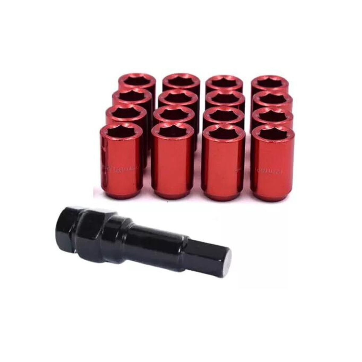 GENERICO - Tuerca De Seguridad 16pzs + Llave Rojo 12x150mm