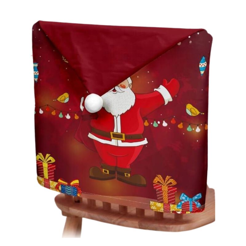 GENERICO - Set 6 Fundas Cubre Sillas De Comedor Con Pompom Navideñas