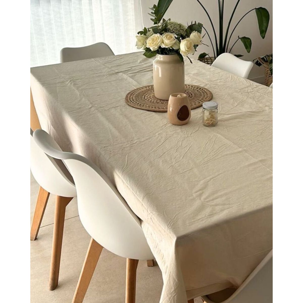 GENERICO - Mantel 230x145 Tusor 100% Algodon Crudo