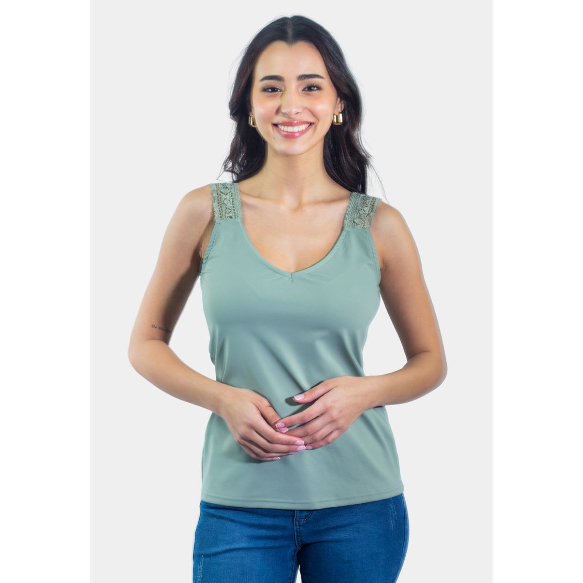 TENTATION - Top Poliamida Cruzada Olive Tentation