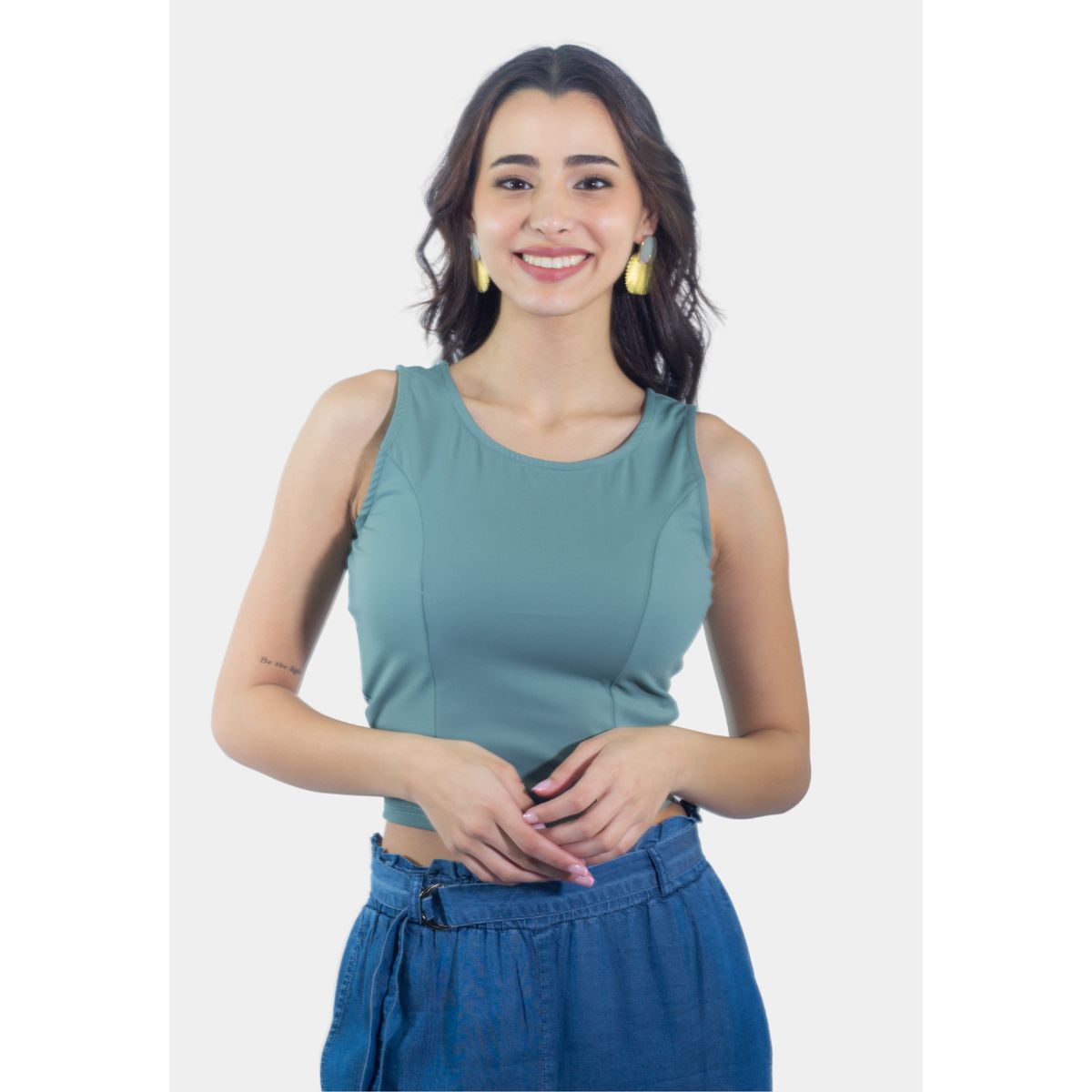 TENTATION - Top Poliamida Amarra Verde Tentation