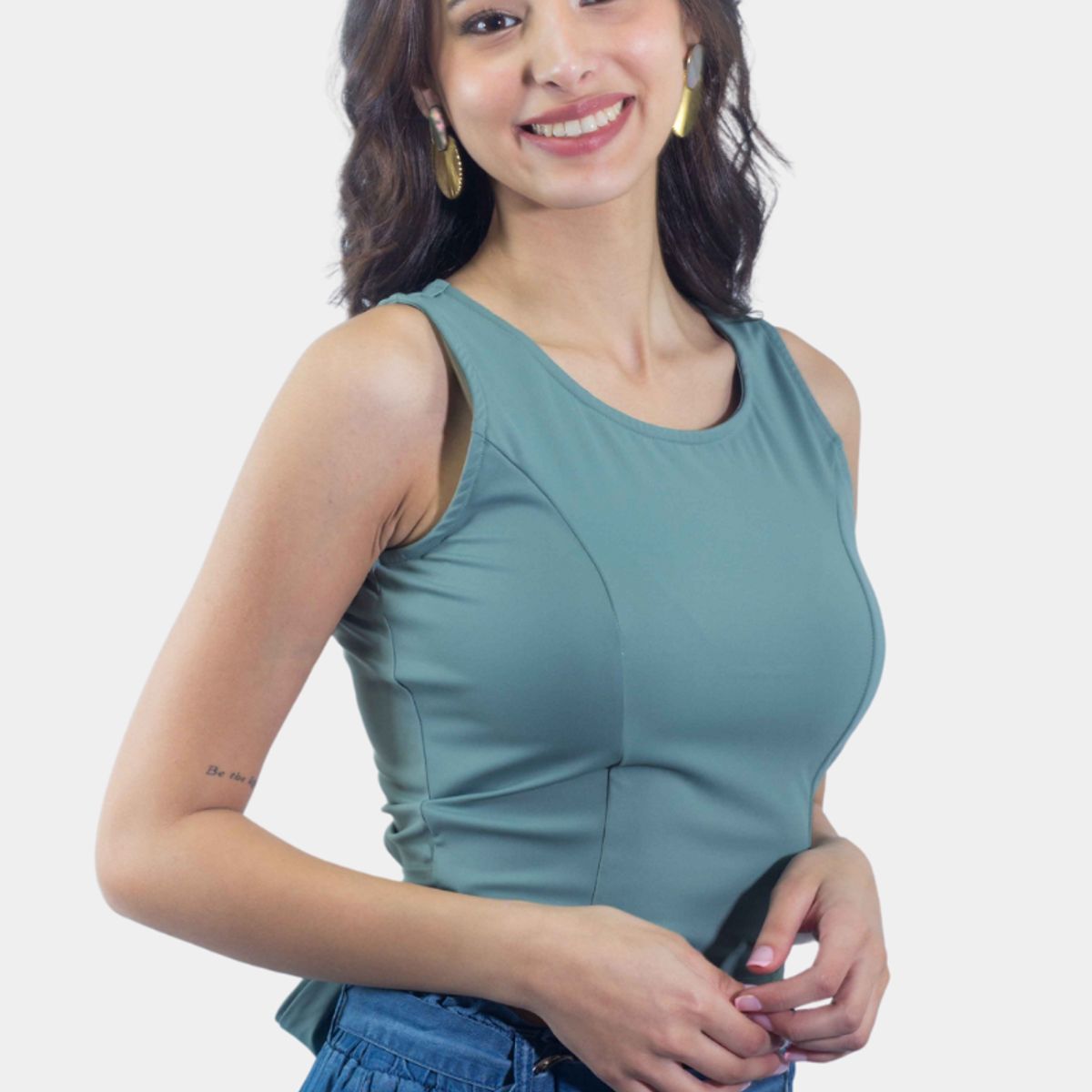 TENTATION - Top Poliamida Amarra Verde Tentation