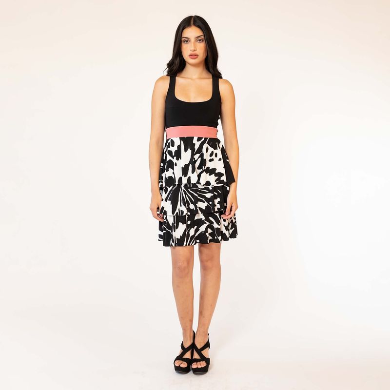 NATALIA SEGUEL - Vestido Corto Capitas Negro Hojas Natalia Seguel