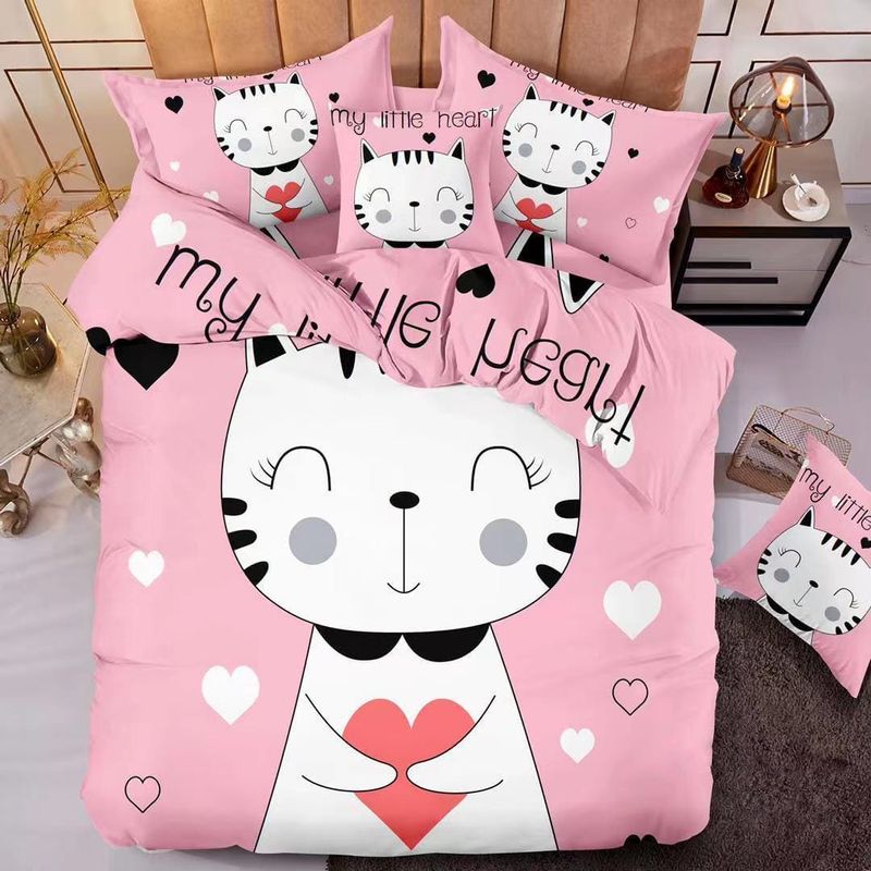 GENERICO - CUBRECAMA QUILT 1.5 PLAZAS 180X230 CON DISEÑO ROSA  GATA BLANCA TF