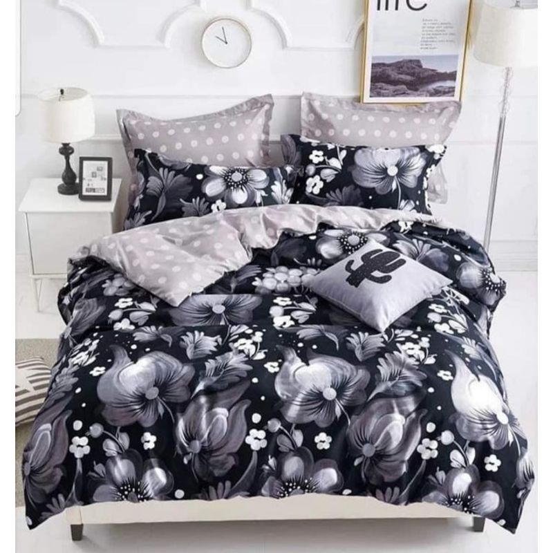 GENERICO - CUBRECAMA QUILT 2 PLAZAS 230X250 CON DISEÑO FLORES GRISES TF