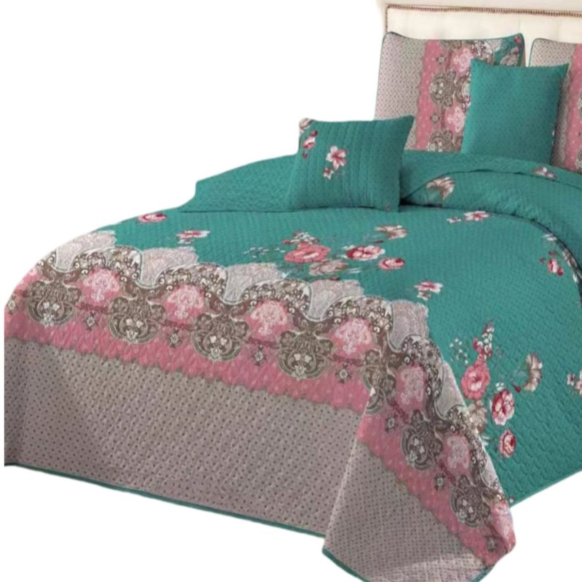 GENERICO - Cubrecama Quilt Verano 2 Plazas + 2 Fundas Almohada D18