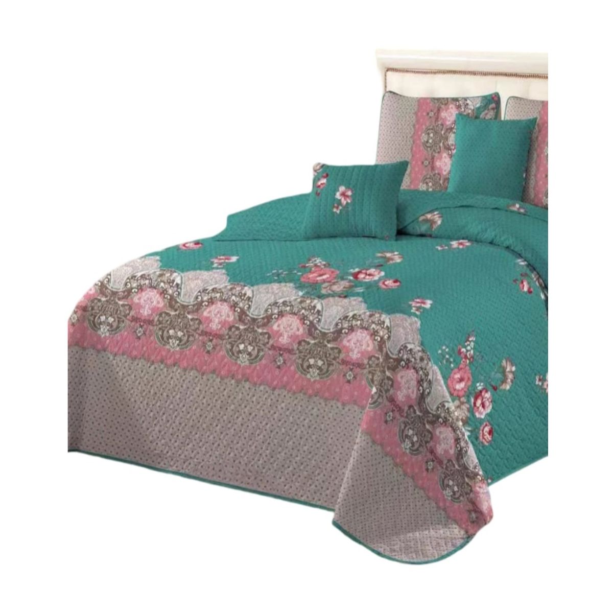 GENERICO - Cubrecama Quilt Verano 2 Plazas + 2 Fundas Almohada D18