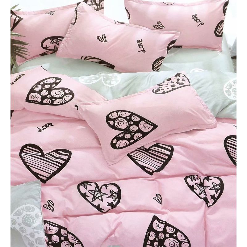 GENERICO - CUBRECAMA QUILT 2 PLAZAS 230X250 CON DISEÑO ROSA CORAZON TF