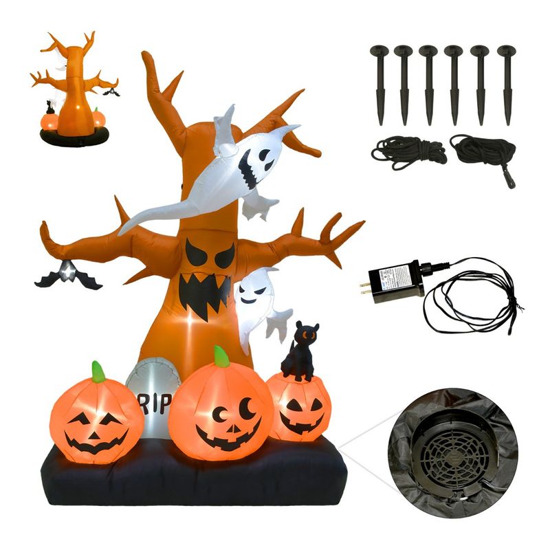 RACK & PACK - Inflable Halloween 2.6 Mts Arbol Fantasma Calabaza Jumbo Led