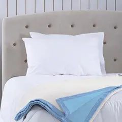BELLAVISTA OVEJA TOME - Frazada 70% Lana Bicolor 1.5 Plaza - Celeste Blanco