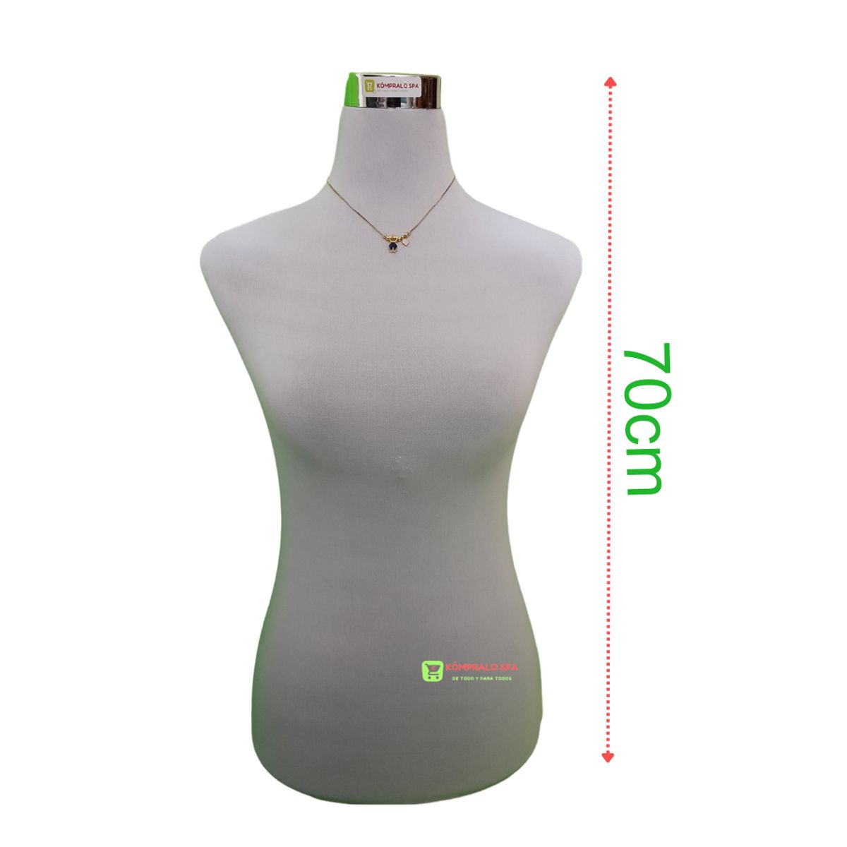 GENERICO - Torso Maniqui Dama Plástico Blanco Con Pedestal Madera Beige