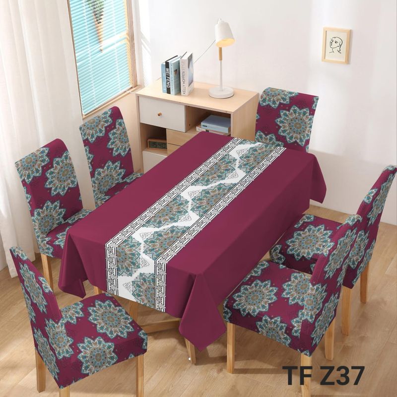 ANGELES DEL HOGAR - Mantel Antimanchas Grueso 140cmx220cm + 6 Fundas Sillas