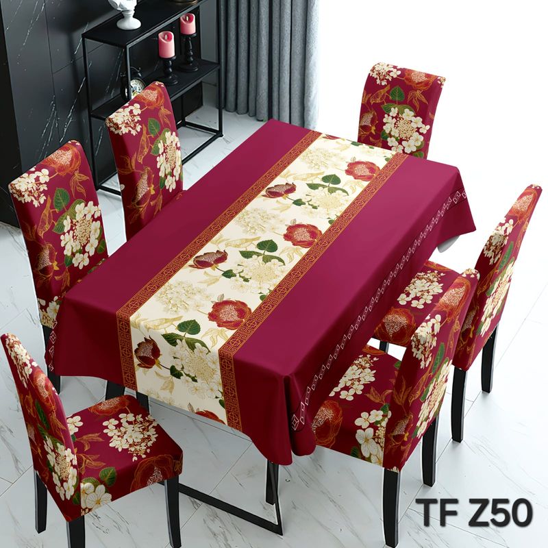 ANGELES DEL HOGAR - Mantel Antimanchas Grueso 140cmx220cm + 6 Fundas Sillas