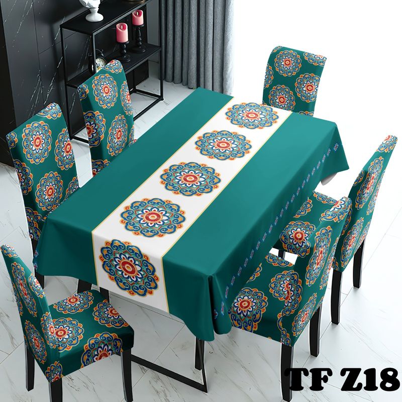 ANGELES DEL HOGAR - Mantel Antimanchas Grueso 140cmx220cm + 6 Fundas Sillas