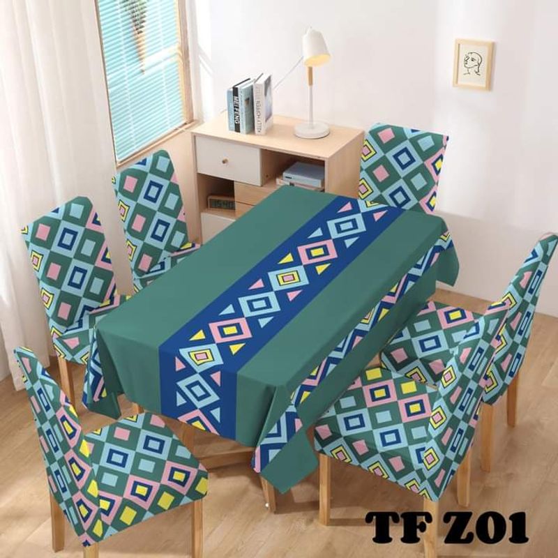 ANGELES DEL HOGAR - Mantel Antimanchas Grueso 140cmx220cm + 6 Fundas Sillas