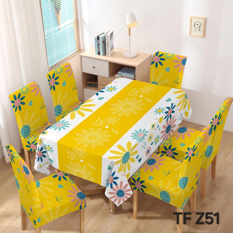 ANGELES DEL HOGAR - Mantel Antimanchas Grueso 140cmx220cm + 6 Fundas Sillas