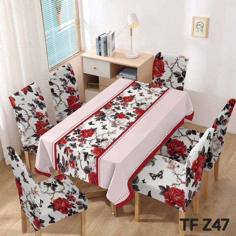 ANGELES DEL HOGAR - Mantel Antimanchas Grueso 140cmx220cm + 6 Fundas Sillas