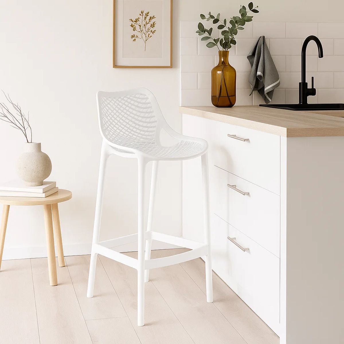 KLIK - Taburete Piso de Bar Terraza Exterior Air Berlín - Blanco KLIK