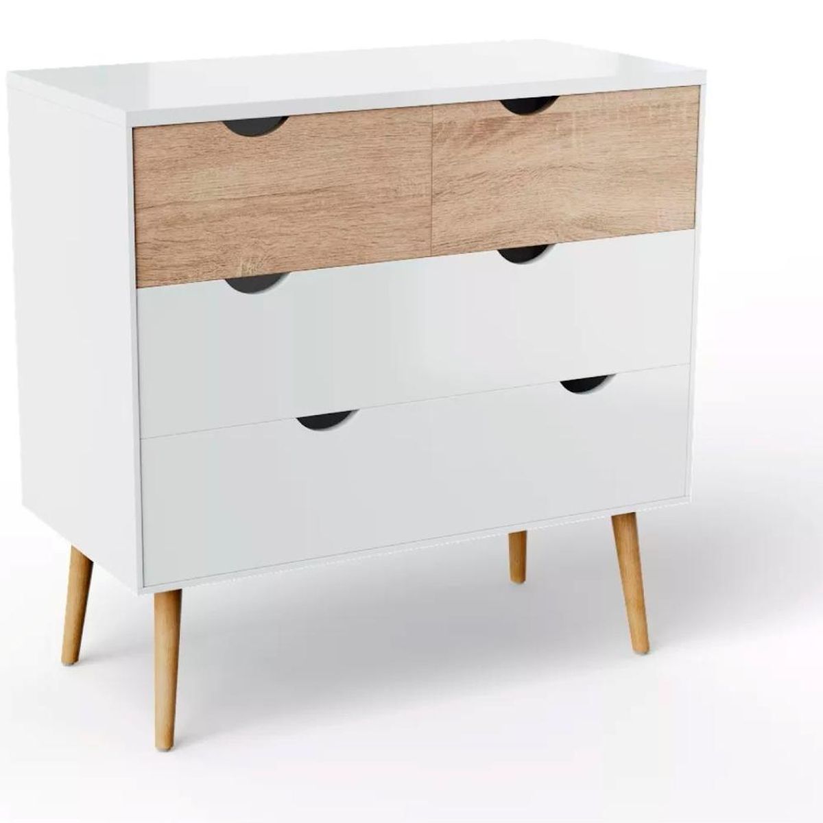 KLIK - Cómoda 4 cajones blanca madera KLIK