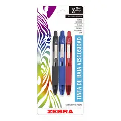 ZEBRA - Bolígrafo Tinta Baja Viscosidad Mini Z-Grip Negro-Rojo-Azul