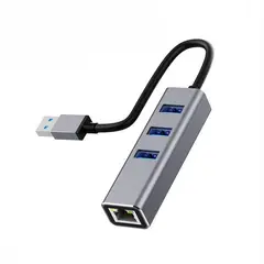 GENERICO - Hub USB-A adaptador de 3 USB 3.0 y Lan RJ45 Gigabit Ethernet