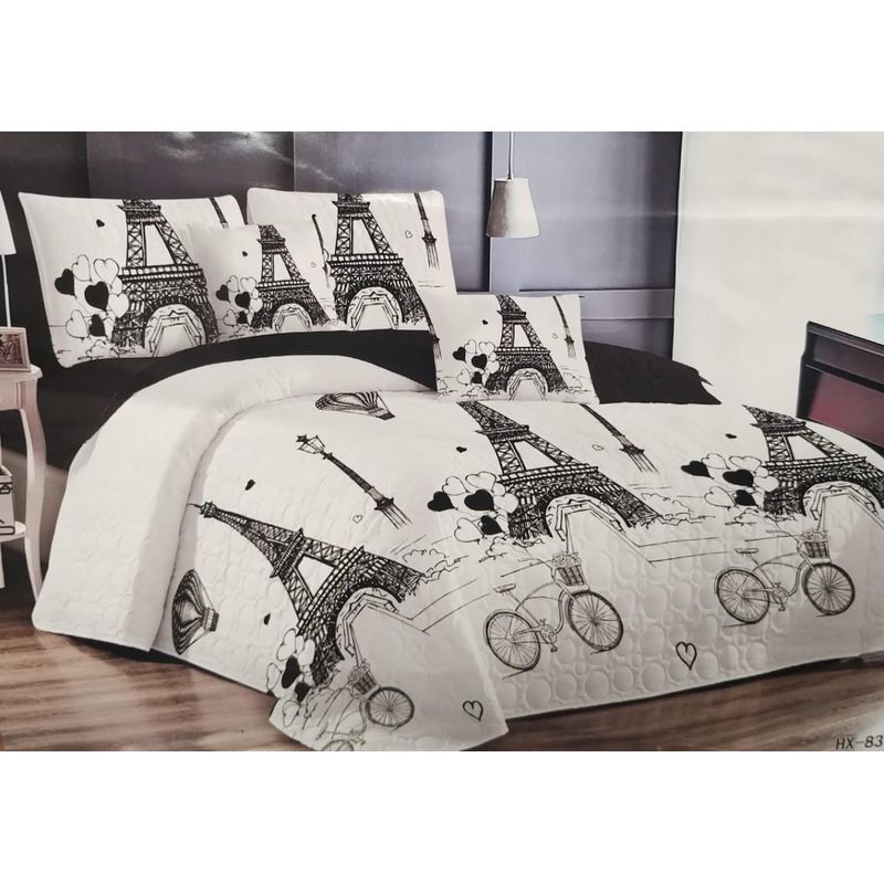 GENERICO - CUBRECAMA QUILT 2 PLAZAS 230X250 CON DISEÑO BLANCO PARIS TF