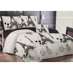 GENERICO - CUBRECAMA QUILT 2 PLAZAS 230X250 CON DISEÑO BLANCO PARIS TF