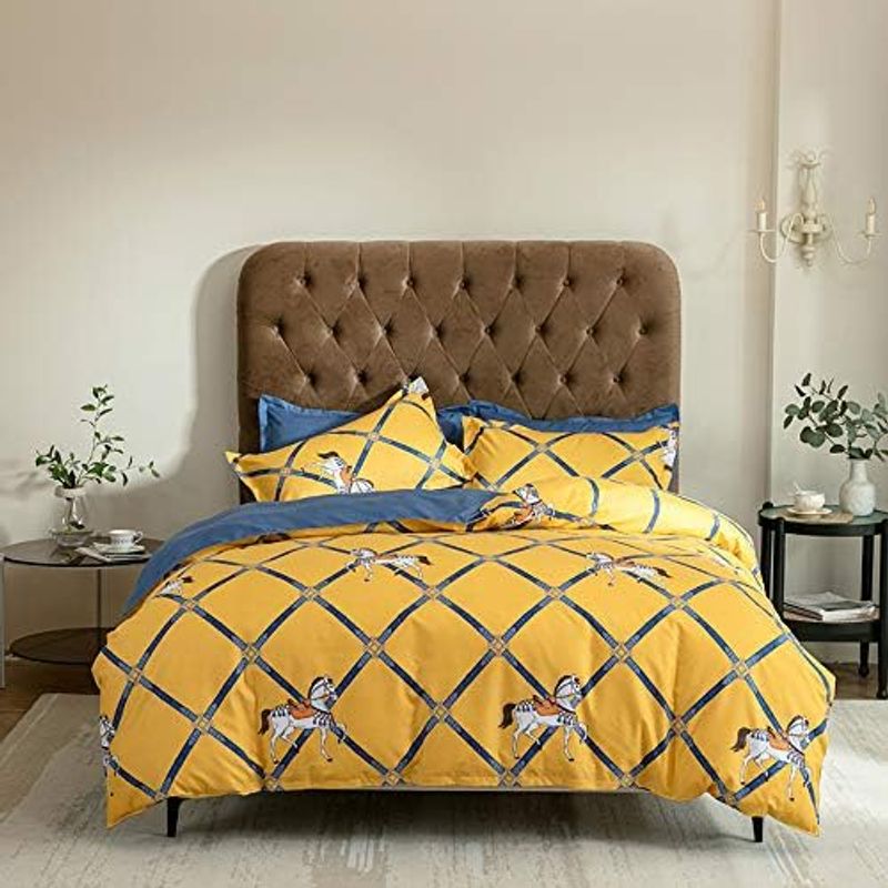GENERICO - CUBRECAMA QUILT 2 PLAZAS 230X250 CON DISEÑO CUADRO AMARILLO TF
