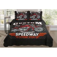 CUBRECAMA QUILT 2 PLAZAS 230X250 CON DISEÑO MOTO TF