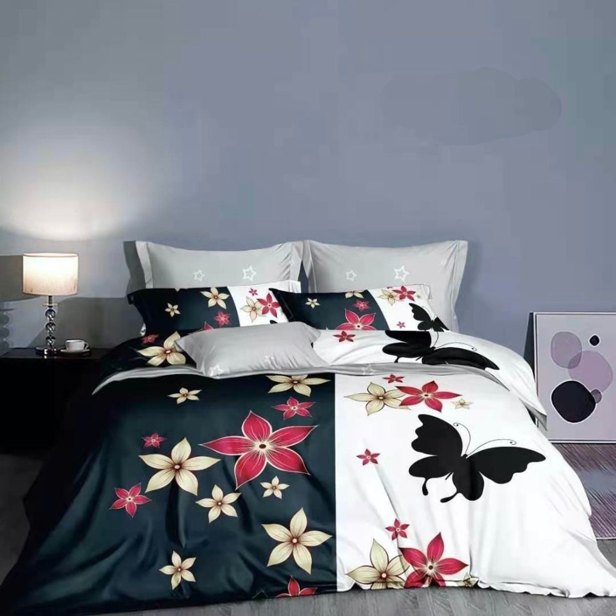 GENERICO - CUBRECAMA QUILT 2 PLAZAS 230X250 CON DISEÑO FLORES Y MARIPOSAS TF